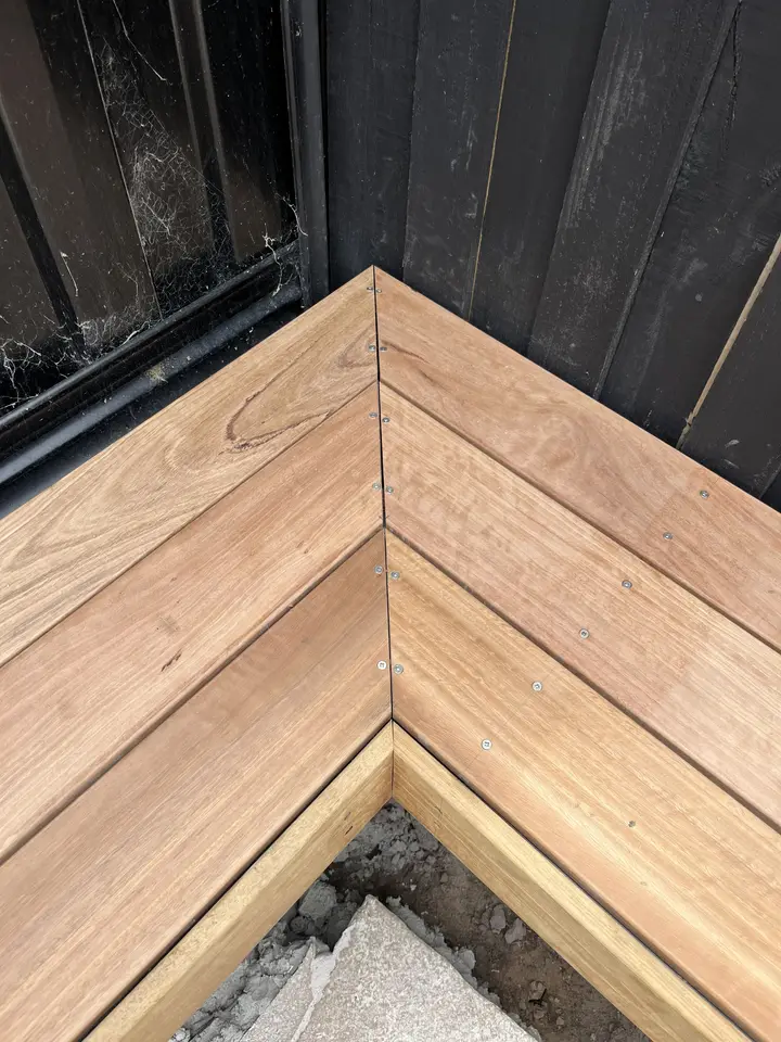 Carnegie: Crazy paving & timber seat, photo 4 of 5