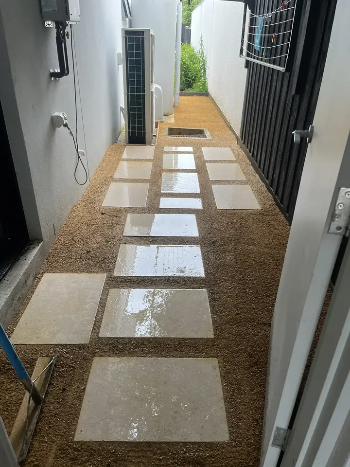 Carnegie: Crazy paving & timber seat, photo 5 of 5