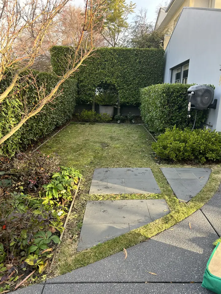 Highett: Turf and paving edge (before), photo 1 of 3